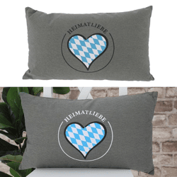 Cushion Heimatliebe, 2/s gray approx. 50x30cm