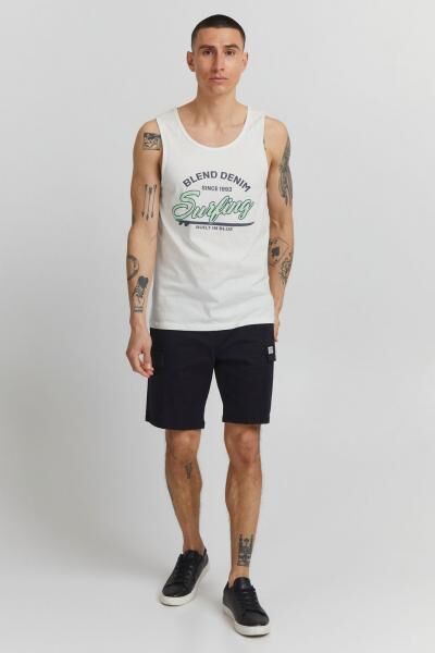 klassisches BLEND BDLingo Herren Tanktop mit Rundhals Top 20714921ME-110602 Wei&szlig;