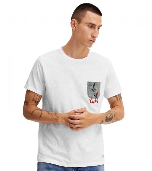 klassisches BLEND Herren T-Shirt mit Rundhals Shirt 20714914-110602 Wei&szlig;