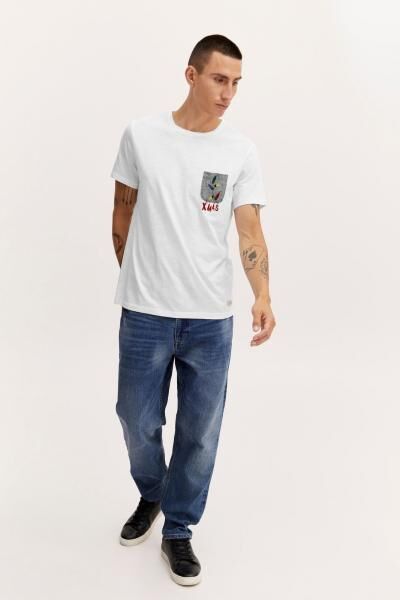 klassisches BLEND Herren T-Shirt mit Rundhals Shirt 20714914-110602 Wei&szlig;