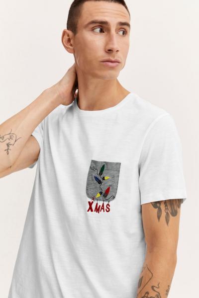 klassisches BLEND Herren T-Shirt mit Rundhals Shirt 20714914-110602 Wei&szlig;