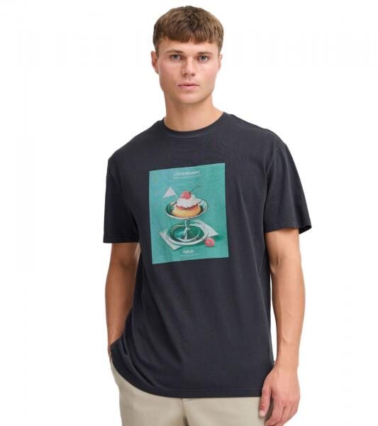 klassisches SOLID SDNong Herren T-Shirt mit Rundhals Shirt 21108418-194008 Schwarz
