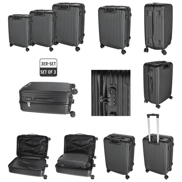 Kofferset A036 3tlg Schwarz
