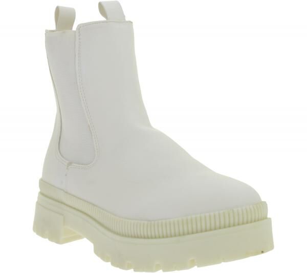 L&auml;ssiger Damen Chelsea-Boots mit profilierter Sohle Schlupf-Stiefelette Winter-Boots 948556 Wei&szlig;