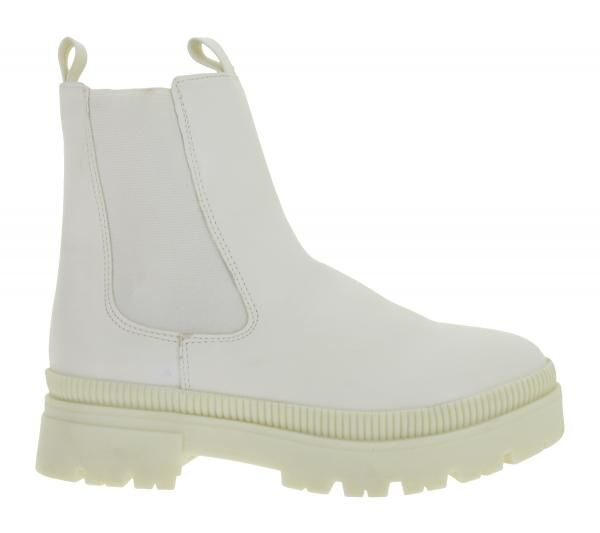 L&auml;ssiger Damen Chelsea-Boots mit profilierter Sohle Schlupf-Stiefelette Winter-Boots 948556 Wei&szlig;