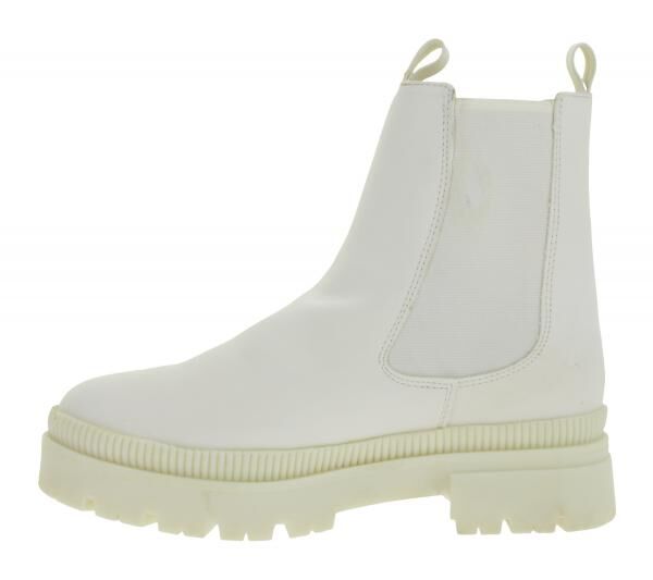 L&auml;ssiger Damen Chelsea-Boots mit profilierter Sohle Schlupf-Stiefelette Winter-Boots 948556 Wei&szlig;