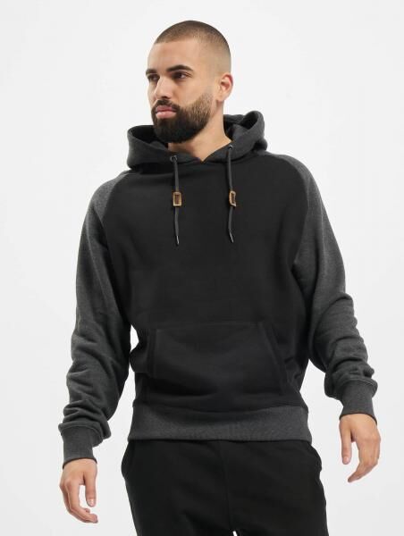 l&auml;ssiger Urban Classics Herren Hoodie 300 g/m&sup2; mit Baumwolle Schwarz/Grau