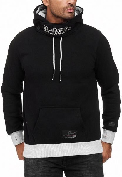 Markanter Kapuzen-Pullover f&uuml;r Herren mit modernem Schnitt Hoodie Sweater 9325 Schwarz