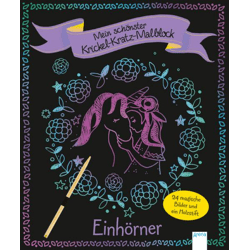 Mein schönster Krickel-Kratz-Malblock. Einhörner  - Buch