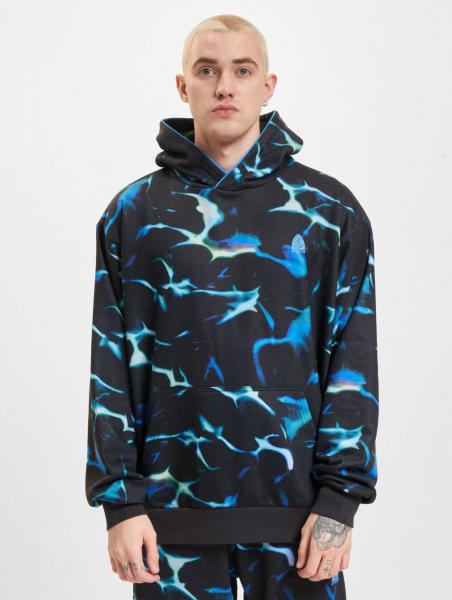 moderner Just Rhyse Herren Hoodie Rippb&uuml;ndchen Kapuze Schwarz/Blau