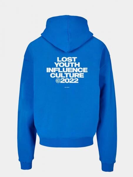 moderner Lost Youth Herren Hoodie 460 g/m&sup2; mit Baumwolle Blau