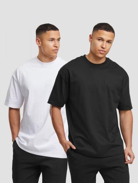 modernes DEF Herren T-Shirt Oversize mit Baumwolle Schwarz/Wei&szlig;