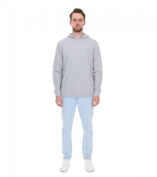 PLAYBOY Herren Baumwoll-Pullover Langarm-Shirt mit Kapuze Hoodie Grau