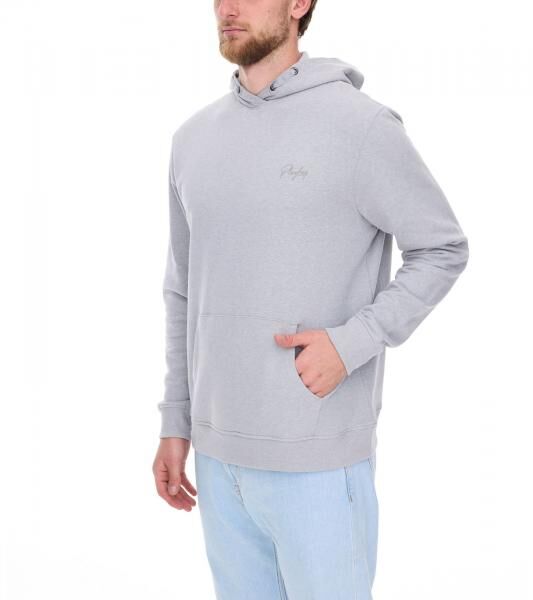 PLAYBOY Herren Baumwoll-Pullover Langarm-Shirt mit Kapuze Hoodie Grau