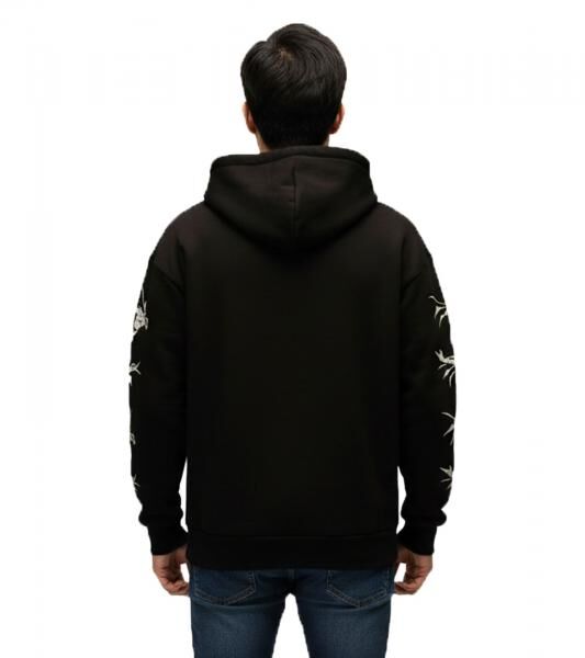 RE:COVERED X DC Herren Kapuzen-Pullover mit BATMAN Logo Baumwoll-Hoody Langarm-Shirt RCWARN554 Schwarz