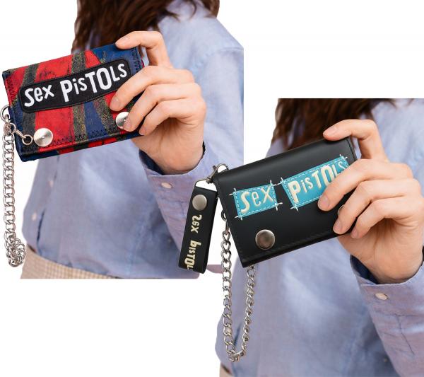 Sex Pistols Punkrock-Band Portemonnaie mit Logo-Schriftzug Geldbeutel Blau/Rot oder Schwarz/Blau