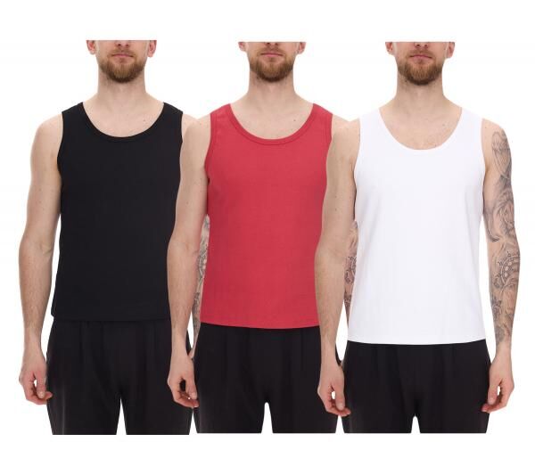 STONES Herren Tank Top modernes Muskel-Shirt aus Baumwolle Rundhals-Top Unterhemd Wei&szlig;, Schwarz oder Rot