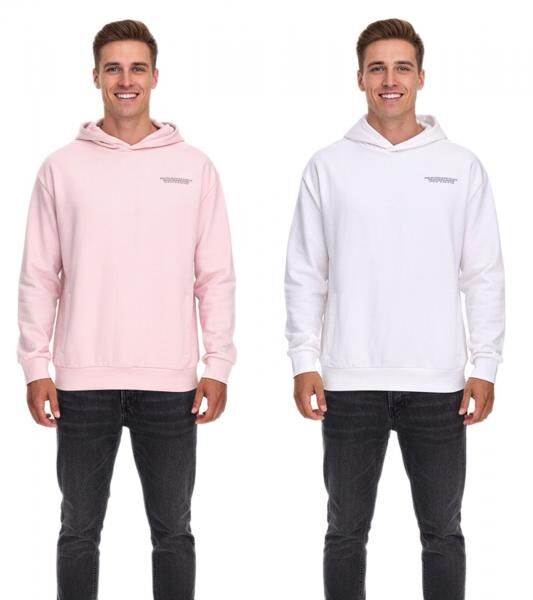 SUBLEVEL Herren Kapuzen-Pullover Baumwoll-Hoodie mit Eingriffstaschen Sweater H10014T21326A in Rosa oder Wei&szlig;