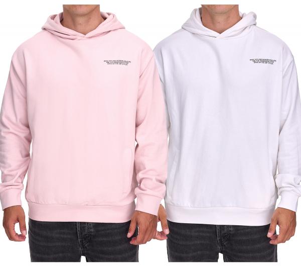 SUBLEVEL Herren Kapuzen-Pullover Baumwoll-Hoodie mit Eingriffstaschen Sweater H10014T21326A in Rosa oder Wei&szlig;