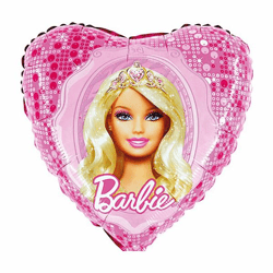 Barbie with crown - heart shape - foil balloon - 43 cm