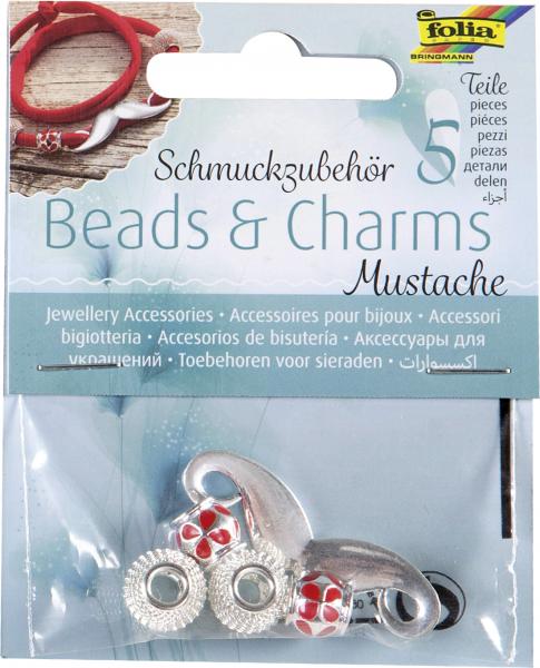 FOLIA - Charms MUSTACHE-5 Stück, sortiert