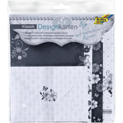 FOLIA - Designkarten mit Kuverts KLASSIK-8 Karten mit Glitter & 8 bedruckte Kuverts