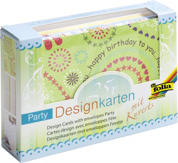 FOLIA - Designer Cards with Envelopes PARTY-25 Cards with Glitter & 25 White Envelopes