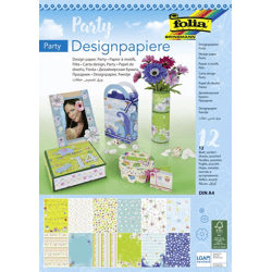 FOLIA - PARTY Designer Paper Pad, 165 g/m², DIN A4, 12 sheets, 12 assorted designs