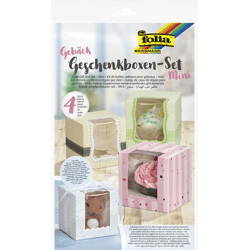 FOLIA - Gebäck-Geschenkschachtel-Set MINI-4 Boxen, 4 Motive sortiert, lebensmittelecht