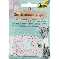 FOLIA - Geschenkanhänger GANZJAHR-12 Stück, inklusive 3m Schnur