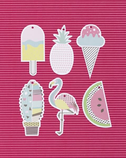 FOLIA - Geschenkanhänger SOMMER-12 Stück, inklusive 3m Schnur