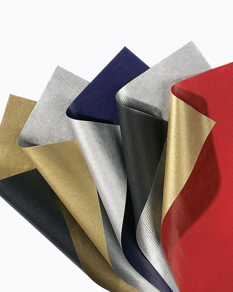 FOLIA - Geschenkpapier WEIHNACHTEN, bicolor, 70x200cm-reißfest, silber/schwarz, 5 Pack