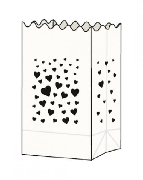 FOLIA - Papierlichttüten HERZEN-5 Stück, 24,5x14x8,5cm