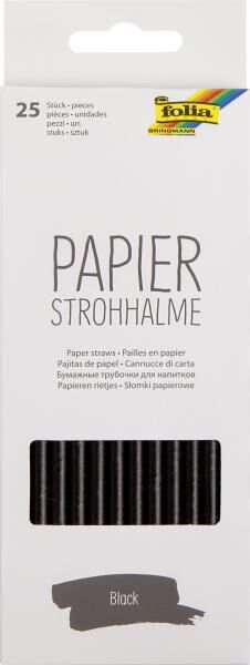 FOLIA - Paper Straws BLACK, 25 pieces—19.7 cm, Ø 6 mm