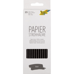FOLIA - Papierstrohhalme BLACK, 25 Stück-19,7cm, Ø6mm