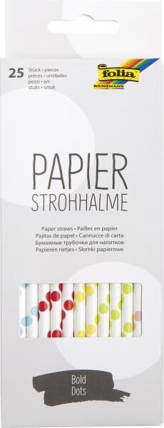 FOLIA - Papierstrohhalme BOLD DOTS, 25 Stück-19,7cm, Ø6mm