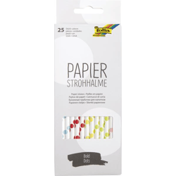 FOLIA - Papierstrohhalme BOLD DOTS, 25 Stück-19,7cm, Ø6mm