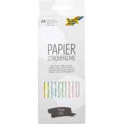 FOLIA - Papierstrohhalme PASTEL DOTS, 25 Stück-19,7cm, Ø6mm