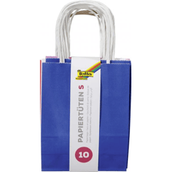 FOLIA - Papiertüten S BASIC, aus 110g/m² Kraftpapier-10 Stück, 12x5,5x15cm, farbig sortiert