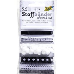 FOLIA - Stoffbänder SCHWARZ & WEISS, 5,5 Meter-6 Stück, sortiert