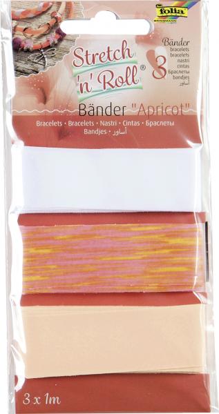 FOLIA - Stretch 'n' Roll Bänder APRICOT-3 Bänder à 1m, sortiert