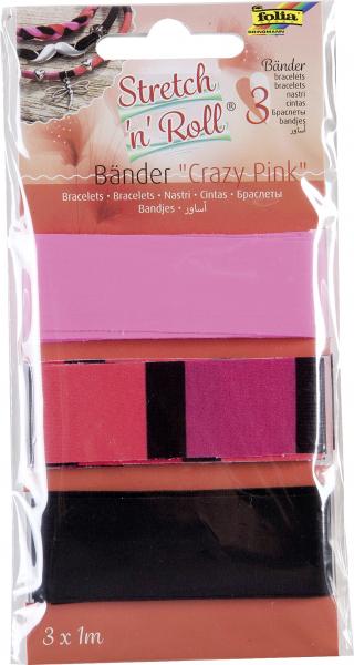 FOLIA - Stretch 'n' Roll Bänder CRAZY PINK-3 Bänder à 1m, sortiert