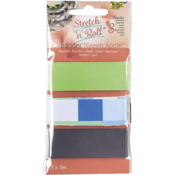 FOLIA - Stretch 'n' Roll Bänder GREEN APPLE-3 Bänder à 1m, sortiert