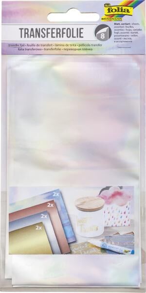FOLIA - Transferfolie, 9x16cm-8 Blatt in 4 Farben sortiert