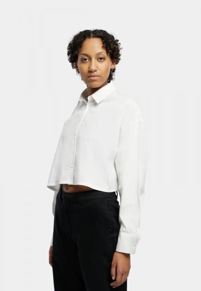 modernes Urban Classics Damen Polo-Shirt Stretch Oversize 110 g/m&sup2; mit Baumwolle Wei&szlig;