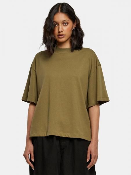 sportliches Urban Classics Damen T-Shirt Oversize 240 g/m&sup2; mit Baumwolle Oliv-Gr&uuml;n
