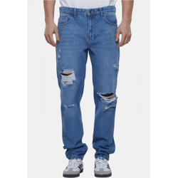 stylische 2Y Premium Herren Jeans Stretch Reißverschluss Taschen mit Baumwolle Blau