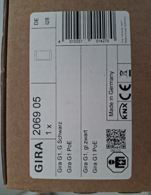 6 Gira G1 PoE glas/schwarz (206905) – Neuware, Restposten, nur B2B