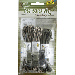 FOLIA - Paracord Set CAMOUFLAGE-3 Schnüre à 3 Meter, 3 Verschlussklipse