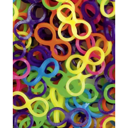 FOLIA - Rubber Loops, 8er Form-500 Stück, 25 S-Klipse, 1 Häkelnadel, farbig